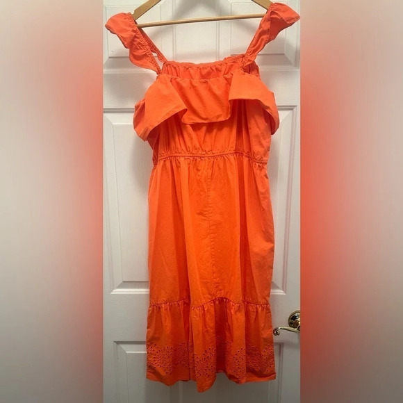 LC Lauren Conrad Coral Eyelet Midi Dress Size XXL - Picture 2 of 7